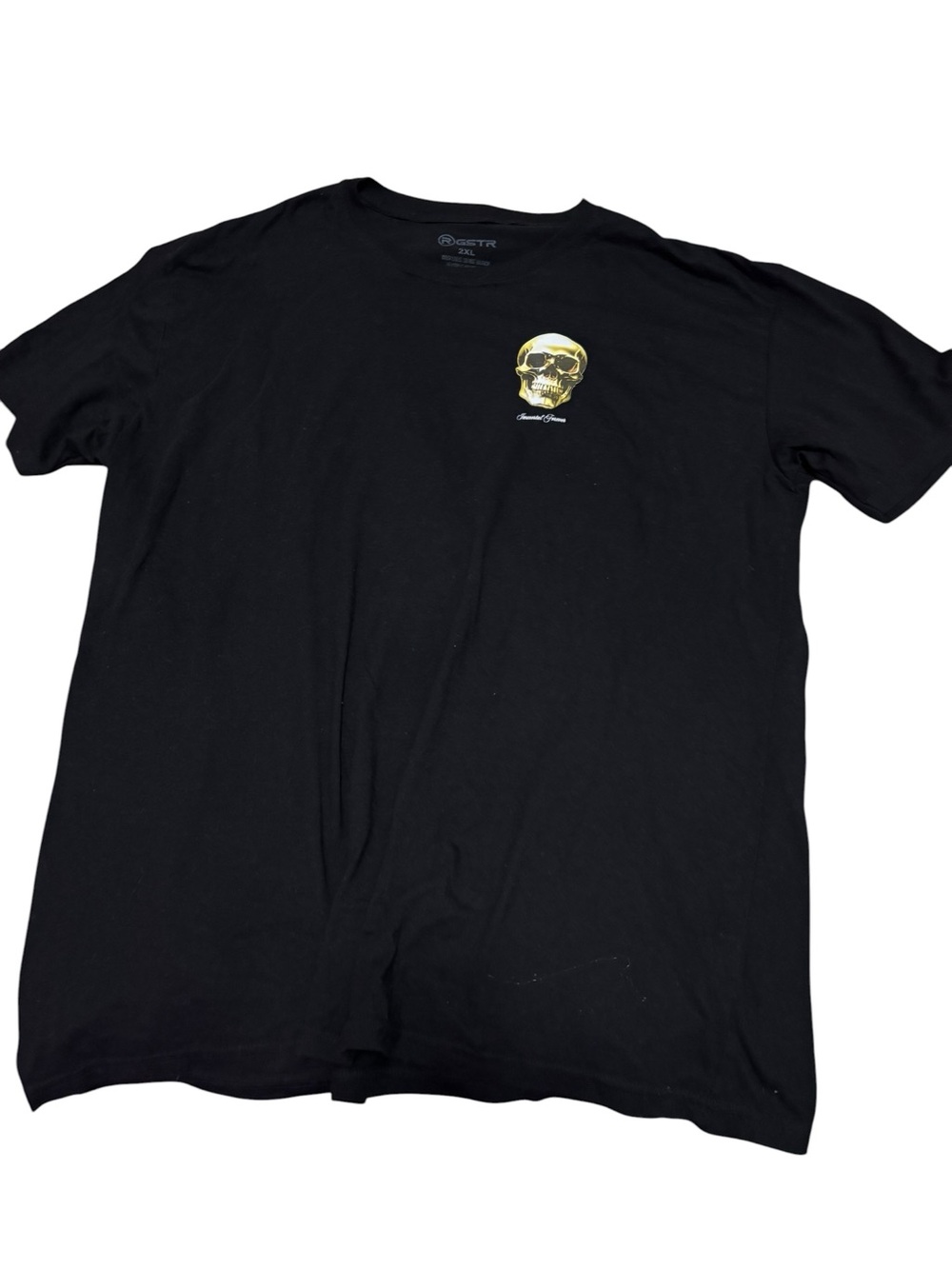 Black Short-Sleeve Tee with Gold Skull Graphic